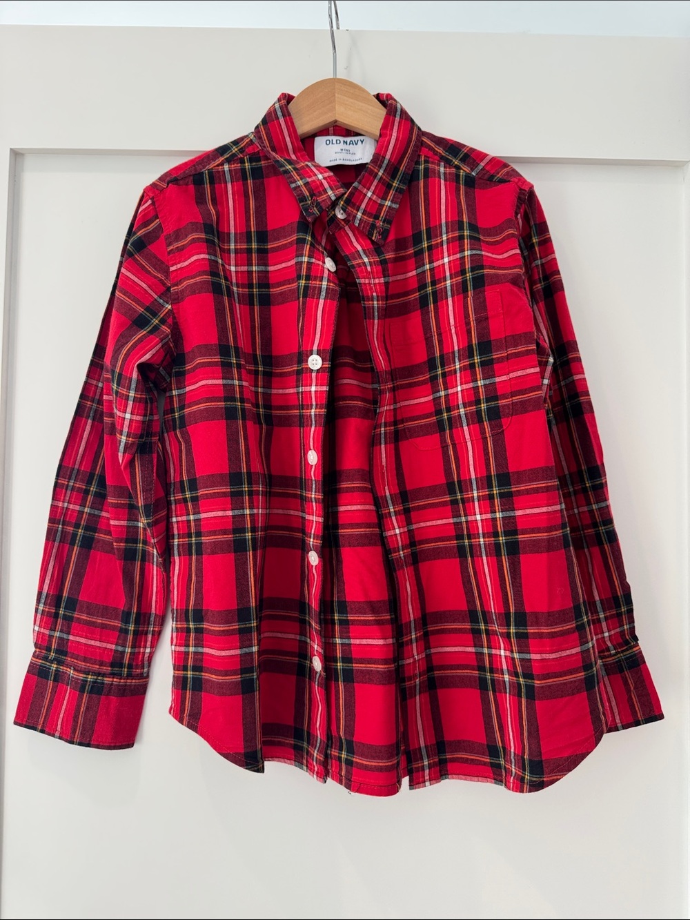 Old Navy Red and Black Plaid Button-Down Shirt for Kids